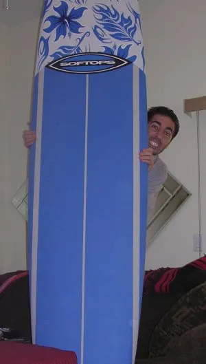 My first surboard: a 9ft soft top from Dive 'n Surf